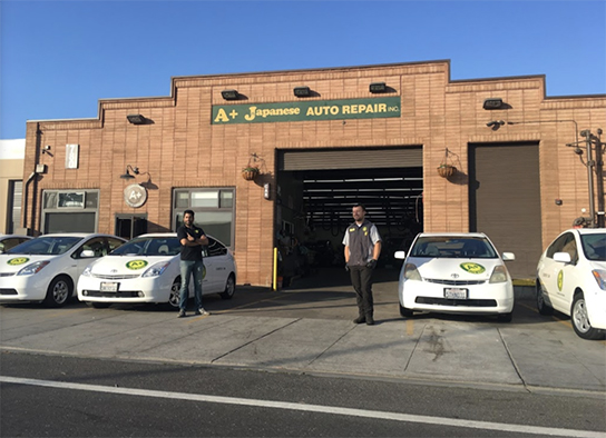 A+ Japanese Auto Repair Front of Shop at Dusk In San Carlos